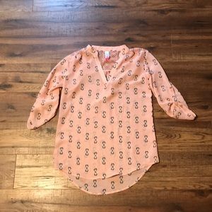 Pink Aztec Print 3/4 Sleeve Blouse